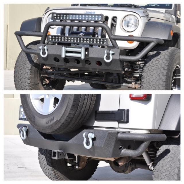 207-2014 jeep wrangler front bumper 02 + rear bumper 03 ko off road rock tube 
