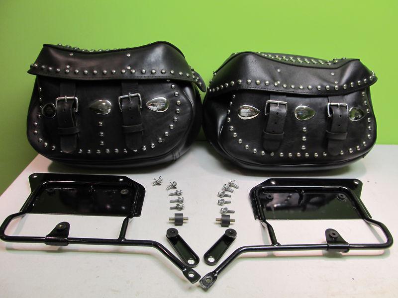  harley davidsontouring heritage softail flstc saddlebags w/ hardware & brackets