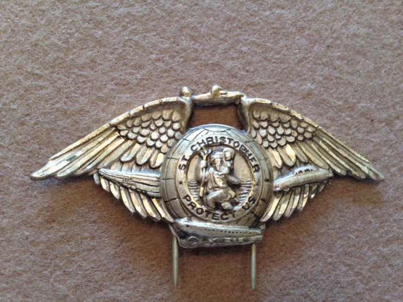 Antique original 1930s-1940s-1950s sterling silver st christopher visor pin