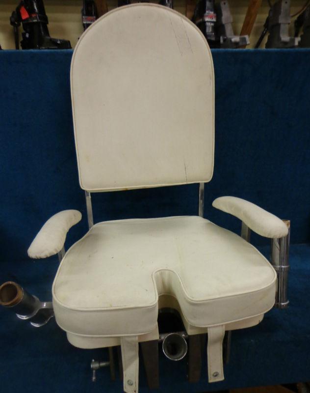 Fighting seat cover/cushions,white,salt water, charter fishing, chair,foot brace