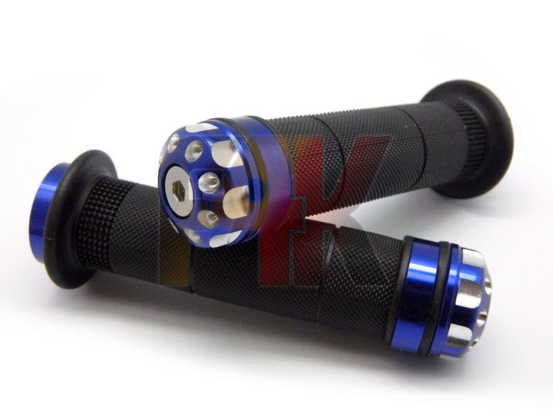 Blue motorcycle rubber gel hand grips w/ bar end plug for cbr ninja gsxr r1 r6