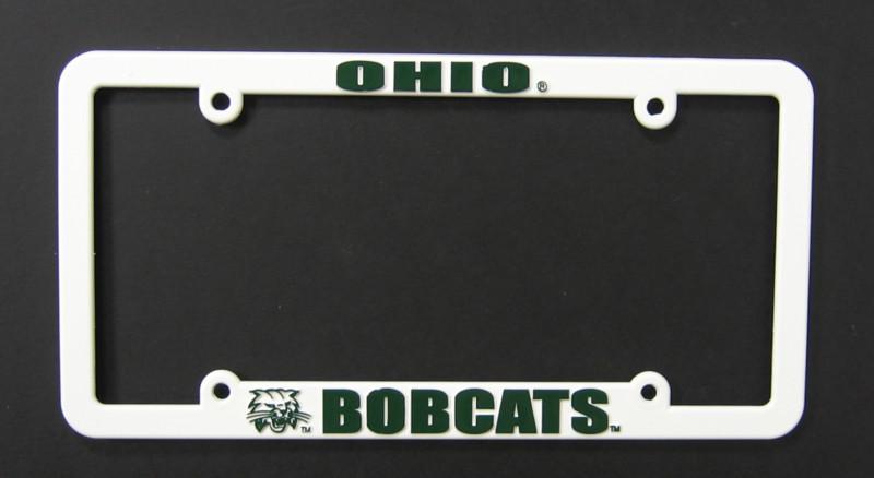 Ohio university bobcats license plate frame - white plastic w/ raised copy
