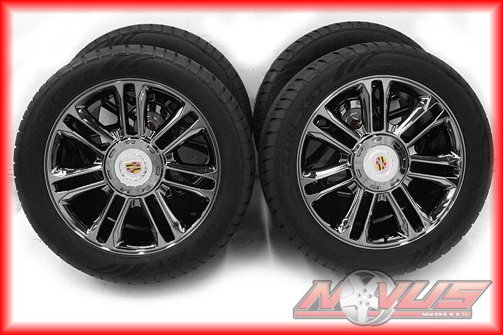 New 22" cadillac platinum escalade chevy tahoe yukon black chrome wheels tires 