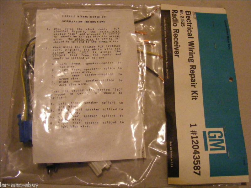 GM Electrical Wiring Repair Kit 86, 87, Radio Receiver Olds Cadi Pon, US $11.99, image 2