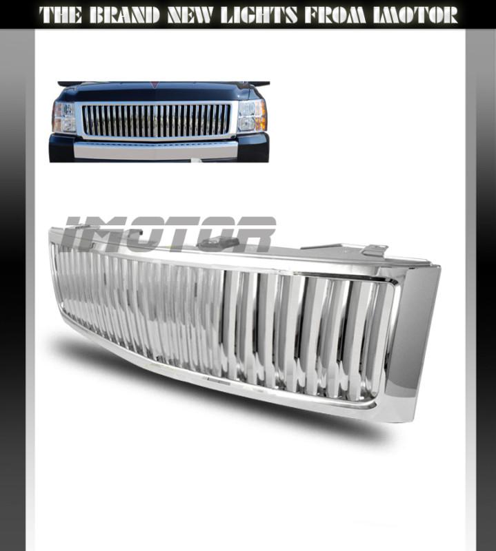 2007-2010 silverado vertical style chrome clear front grille with abs plastic