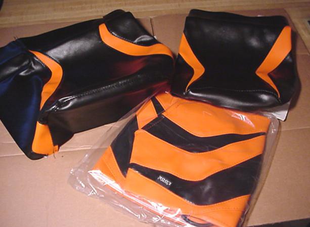2003 kawasaki zx-7r 2-pc seat cover skins & tank bra orange/black second look