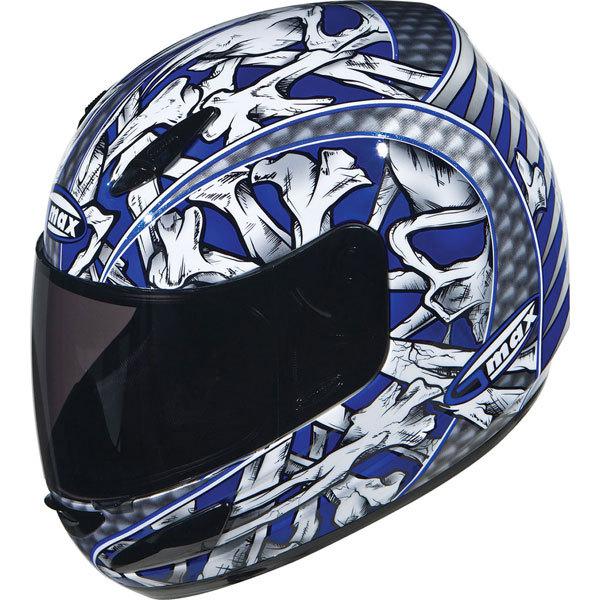 Blue/white/silver/black xl gmax gm48 full face bones helmet