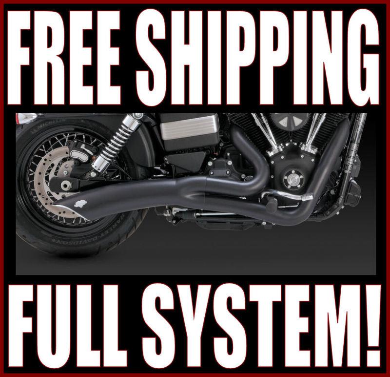 Vance & hines black big radius 2 into 1 exhaust pipes 12-14 harley dyna fxd fxdb