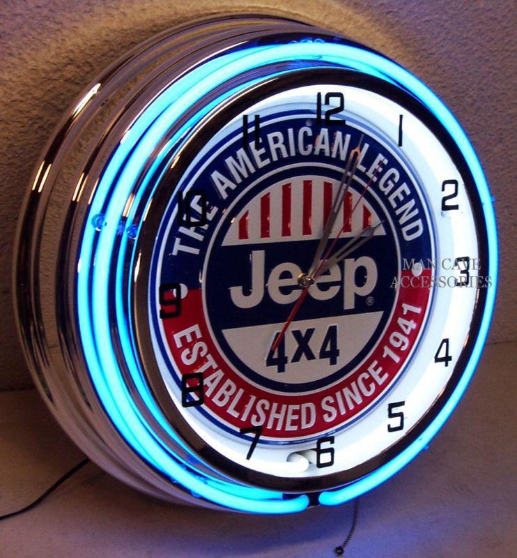 18" jeep 4x4 the american legend established since 1941 double neon clock willys