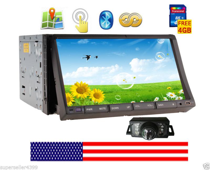 Ir double 2 din in dash 7" car stereo audio dvd player gps navigation+camera+map