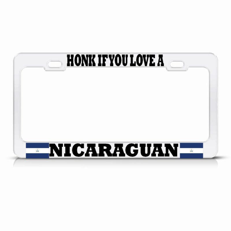 Nicaragua flag metal white license plate frame nicaraguan pride suv auto tag