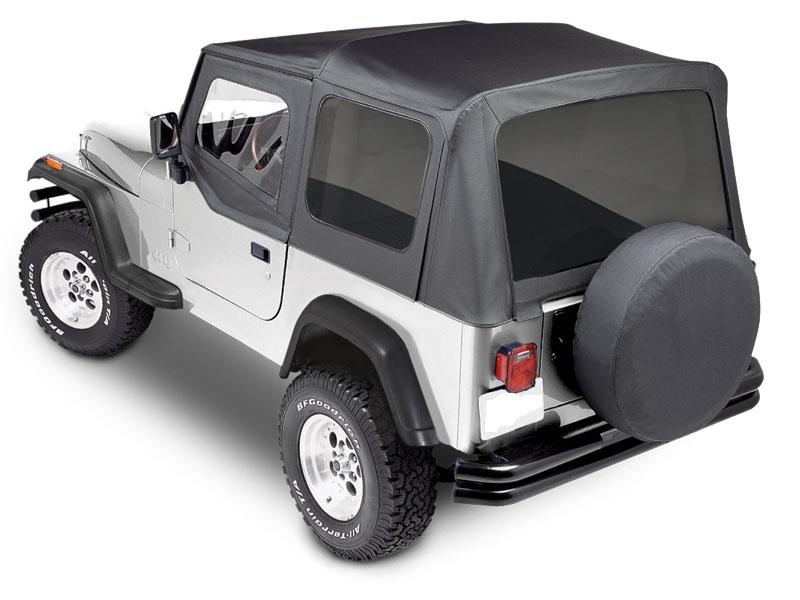 1988-1995 jeep wrangler black replacement soft top + upper doors & tinted window