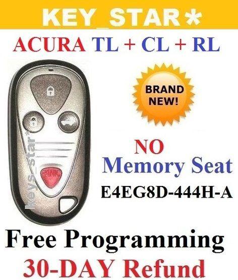 New  acura cl rl tl keyless remote e4eg8d-444h-a + no memory seat + free program
