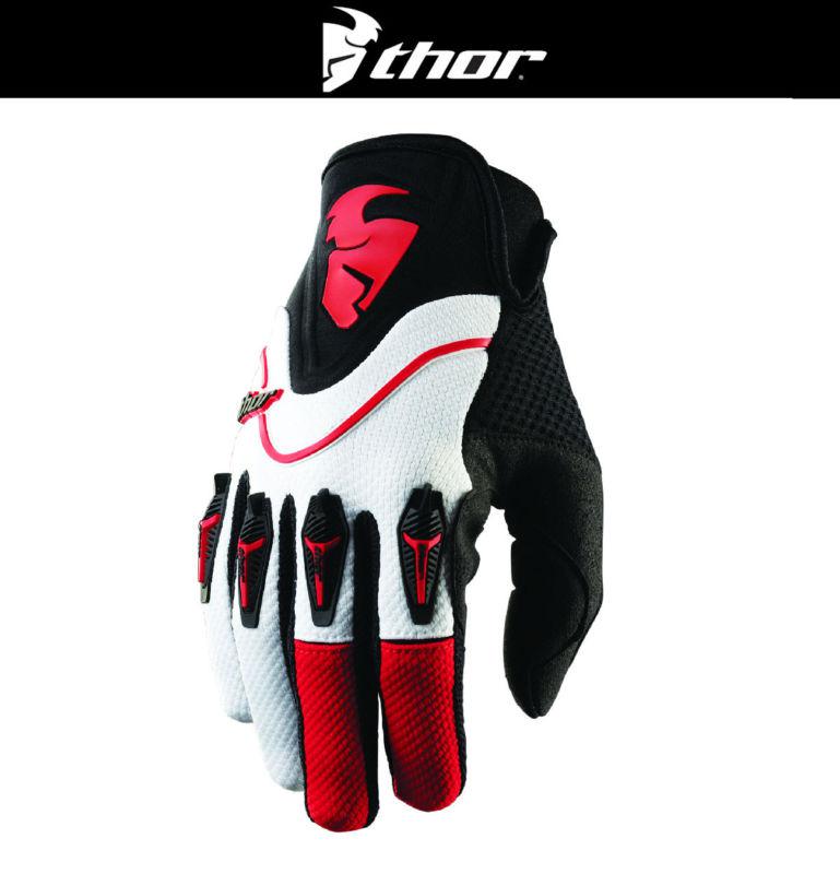 Thor flow red white black dirt bike gloves motocross mx atv 2014