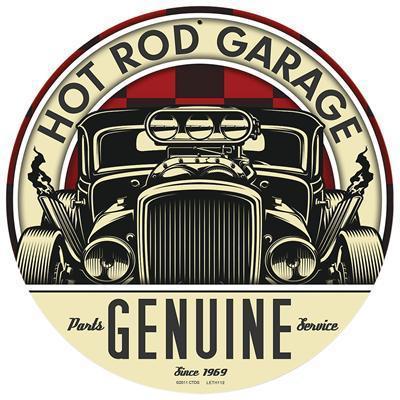 Genuine hotrod hardware vintage sign hot rod garage 14 in. diameter each leth112