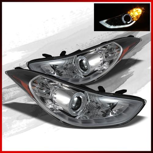Fit 11-13 elantra drl daylight led light tube halo projector headlights lamps