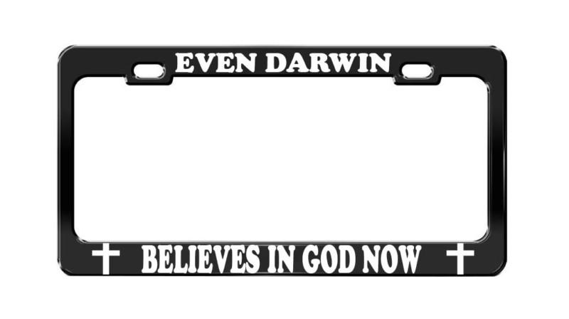 Even darwin belives #2 car accessories black steel tag license plate frame