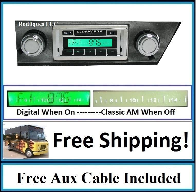 1965 cutlass/f85 radio w/ free aux cable + 230 stereo free shipping **