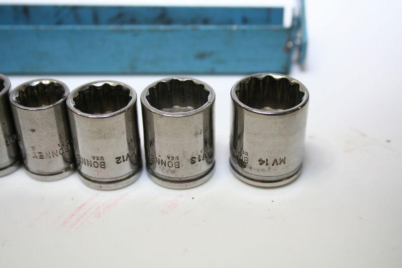 Bonney 1/4 inch drive Metric socket lot of 10 MV series showing little or no use, US $29.99, image 2