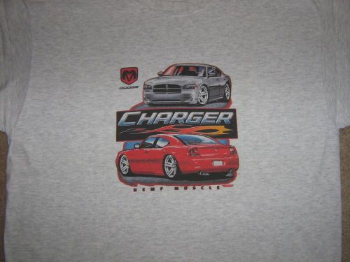 Charger t-shirt ~ hemi muscle ~ red and silver dodge charger