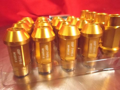 Godspeed type 3 50mm lug nuts 20 pcs. set m12 x 1.50 gold fits dsm honda nissan
