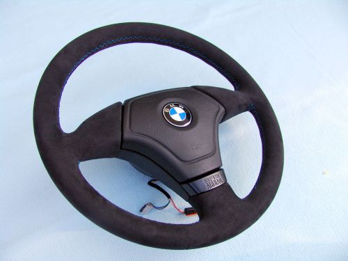 Bmw e36 m3 airbag euro sports steering wheel, alcantara and 3 colour stitching