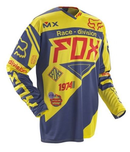 Nwt fox racing intake top race division yellow blue jersey m