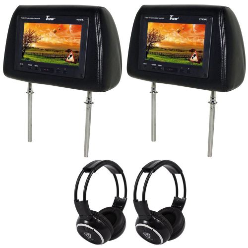 Tview t725pl universal 7&#034; black headrest car monitors + (2) wireless headsets