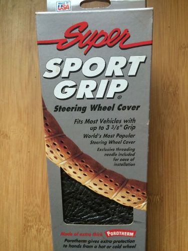 Vintage sport grip black metallic made in usa steering wheel cover