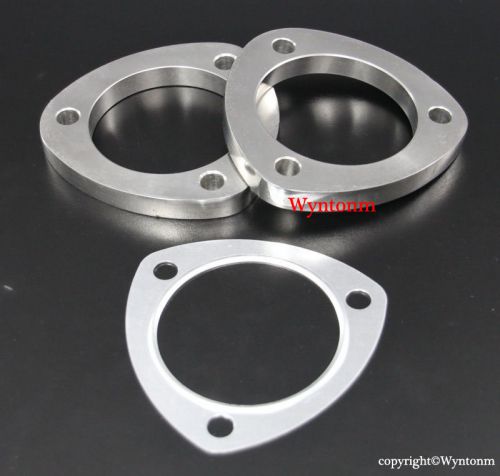 Two 3&#034; od exhaust 3 holes stainless steel collector flange w/aluminum gasket