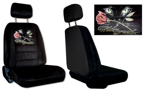Wild breed rose cat eyes black 2 low back bucket car truck seat covers pp 2a