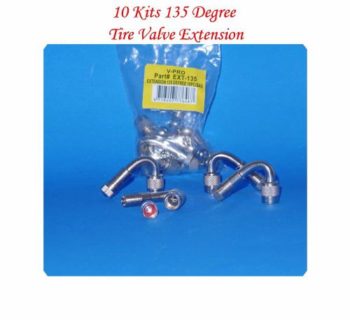 10 kit metal chrome plated tire valve extension 135 degree for cars light trucks