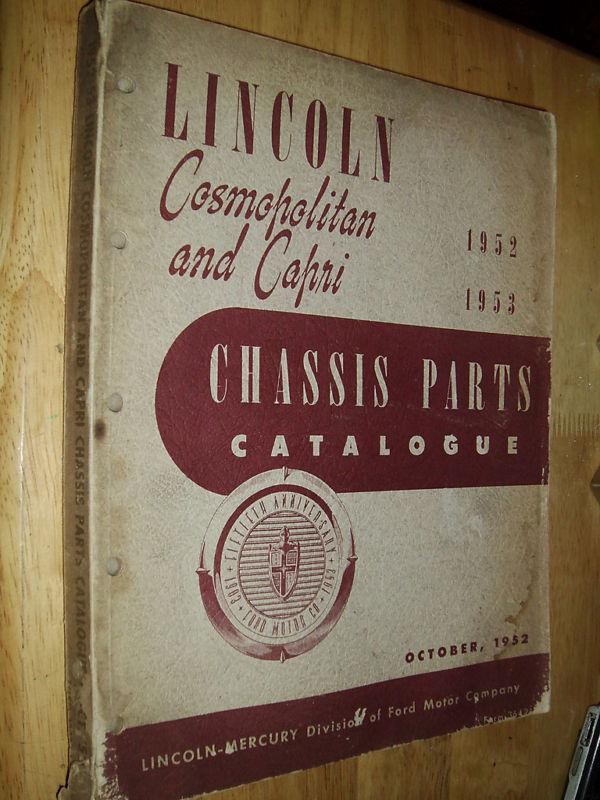 1952-1953 lincoln chassis parts catalog original book
