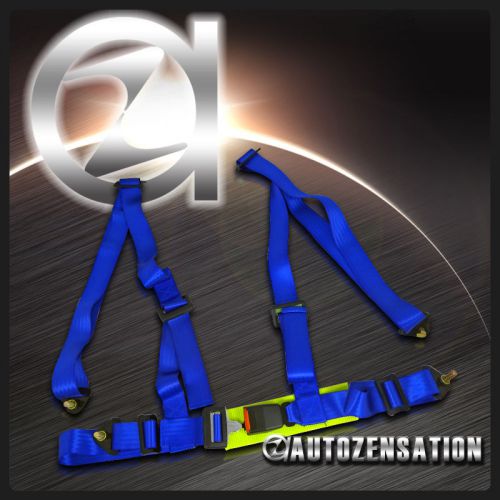 1pc blue 4 point racing style seat belt safety harness 4pt