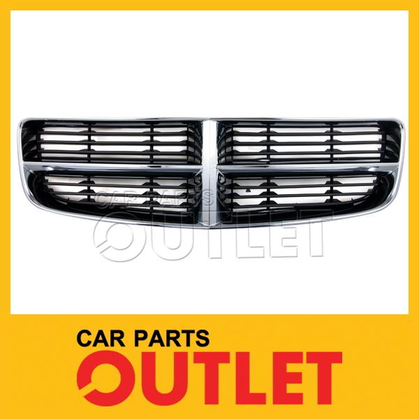 06-08 dodge charger chrome grille outer frame ch1200296 black inner grid insert