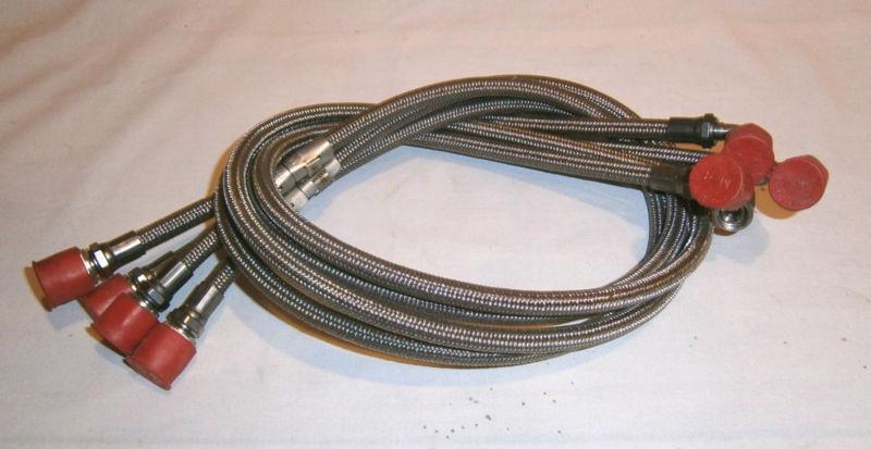 30" (inch) stainless steel braided hose qty 4 (four) 1268 -4 ends 1-90 degree 