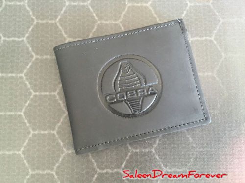 Cobra genuine black leather bi-fold wallet mustang shelby gt350 gt500 boss ford