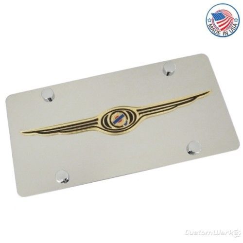Chrysler wing logo on stainless steel license plate