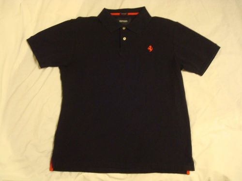 Men&#039;s official ferrari black with red logo polo shirt tag size xl fits medium