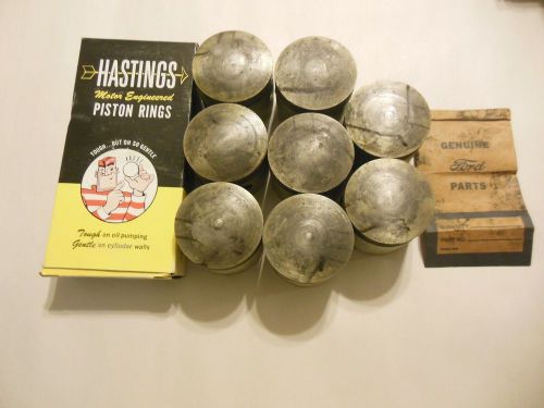 1937 - 1940 ford nos 60 hp set of pistons w/pins &amp; clips 0.040 oversize w/rings