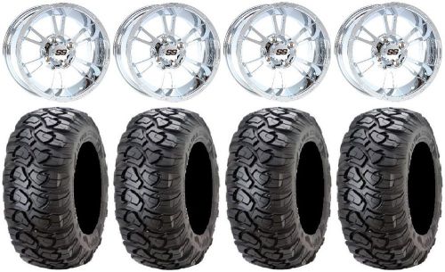 Itp ss112 chrome golf wheels 12&#034; 23x10-12 ultracross tires ez-go &amp; club car