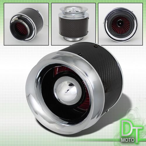 Real carbon fiber 3 inch anodized intake air filter w/ sheild all vehicle