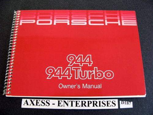 1986 porsche 944 / 944 turbo owners drivers operators users manual book # d187