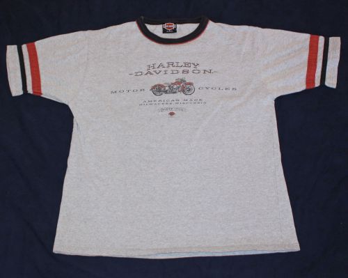 Harley-davidson motorcycle gray ringer t-shirt men&#039;s large l motown dealership