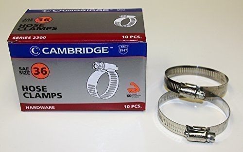 Cambridge sae size 36 worm gear hose clamps, 10 pcs/box. 1/2&#034; band size, min dia