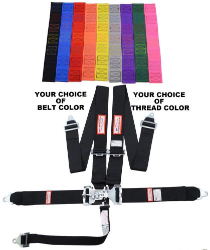 Your pick of thread &amp; belt color 3&#034; latch &amp; link 5 point floor racing harness