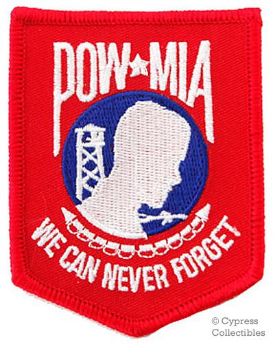 Pow-mia iron-on patch new military biker emblem - red white blue embroidered