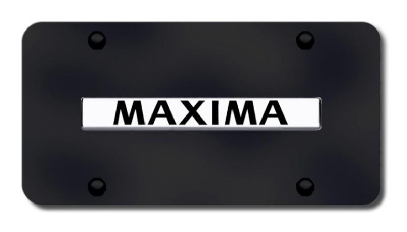 Nissan maxima name chrome on black license plate made in usa genuine