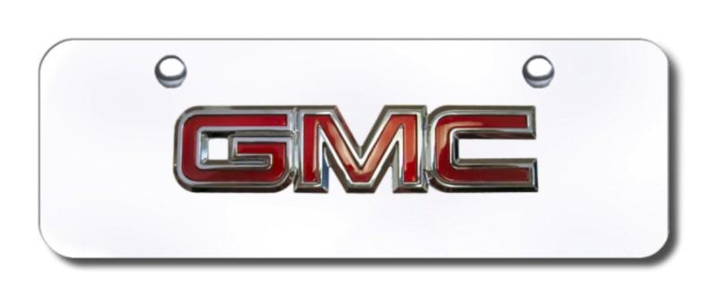 Gm gmc oem logo chrome on chrome mini license plate made in usa genuine