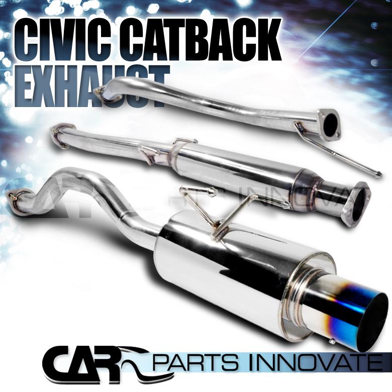 92-95 civic 2/4 dr 96-00 ex si ss burnt tip catback exhaust muffler system